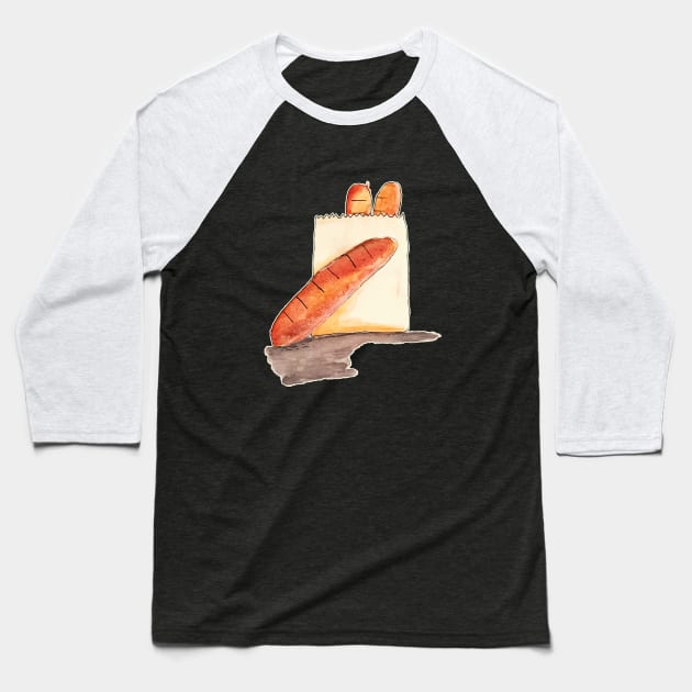 French bread watercolor Baseball T-Shirt by redfancy